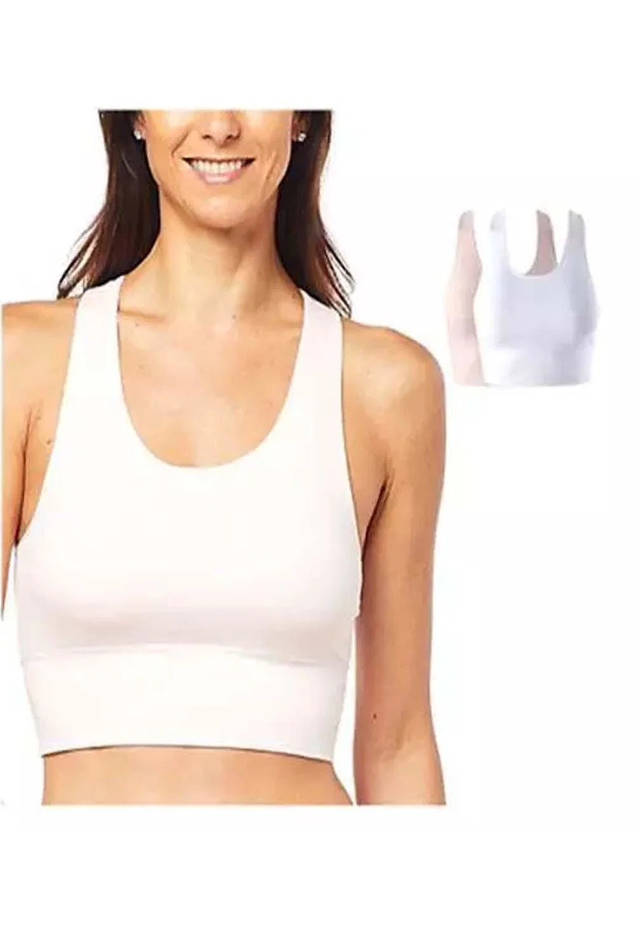 Uncover Women's 2-pack Seamless Bralette White/Pink -